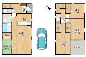 枚方市 長尾元町　新築 戸建　第７　1号棟